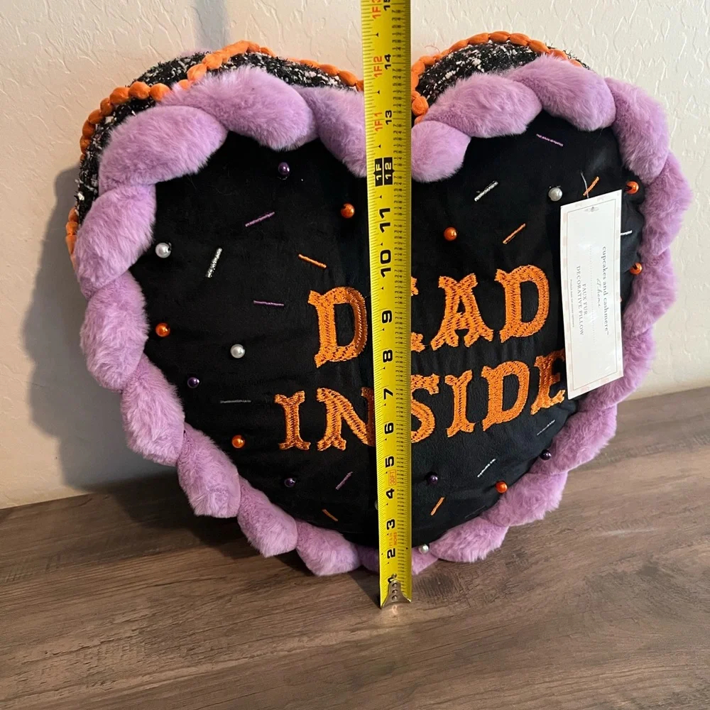 Cupcakes & Cashmere ‘Dead Inside’ Heart Shaped Cake Halloween Pillow